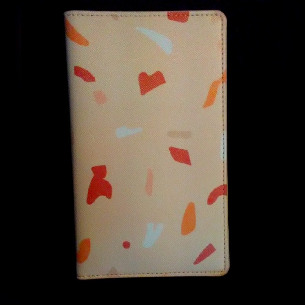 GLASS LADDER & CO. TRAVEL WALLET ( Kristine LUBINSKI) PEACH W/ MULTI COLOR